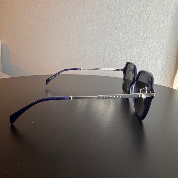 Origin OR1002 Sunglasses Oversized Blue Rectangular Frames Gold Accents Designer - Picture 11 of 13